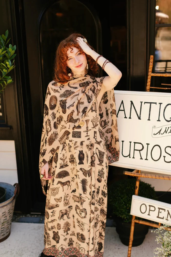Curiosities Scarf with Whimsical Print