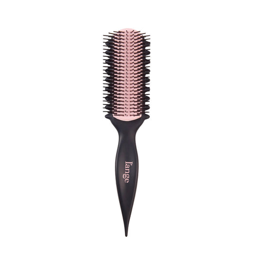 Rectangular vented hair brush with a black handle and pink cushion on a white background.