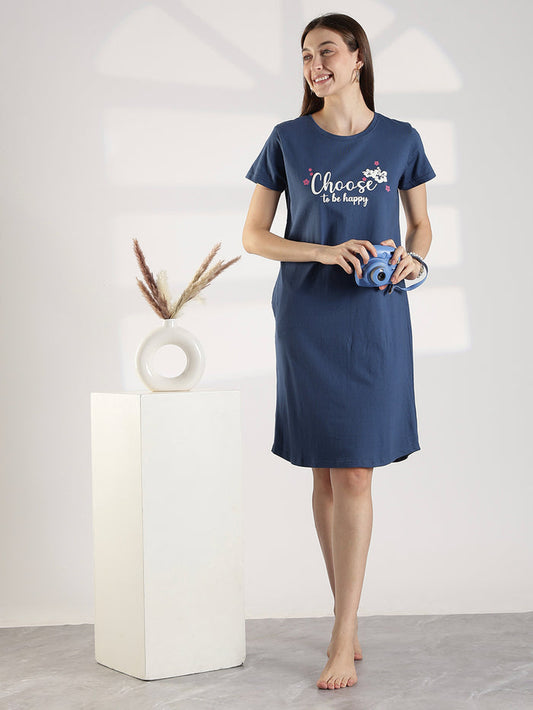 Denim blue best short nighty for women in india online