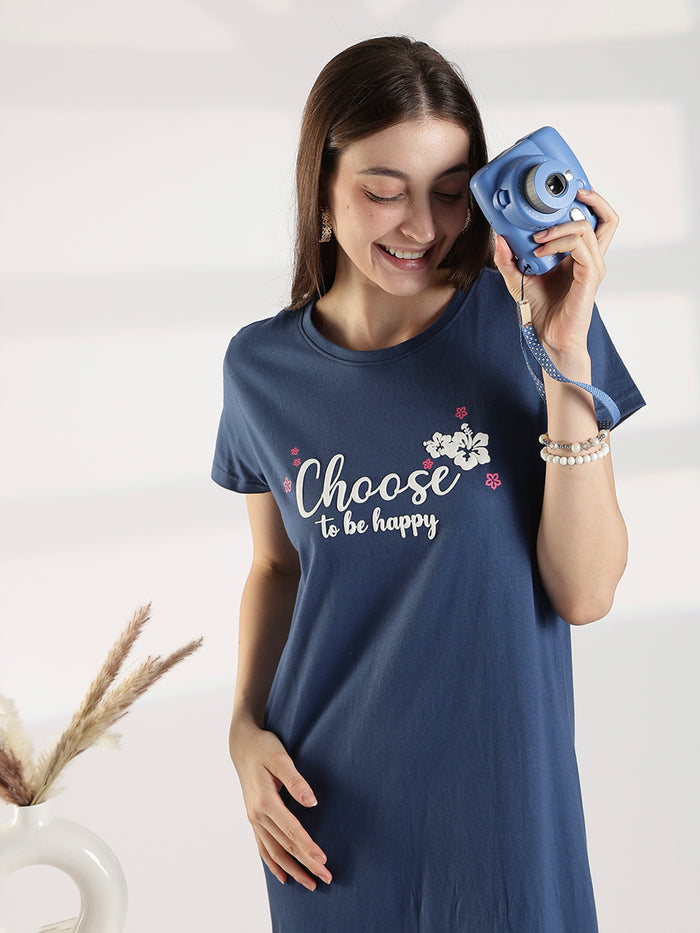 Denim blue best short nighty for women in india online