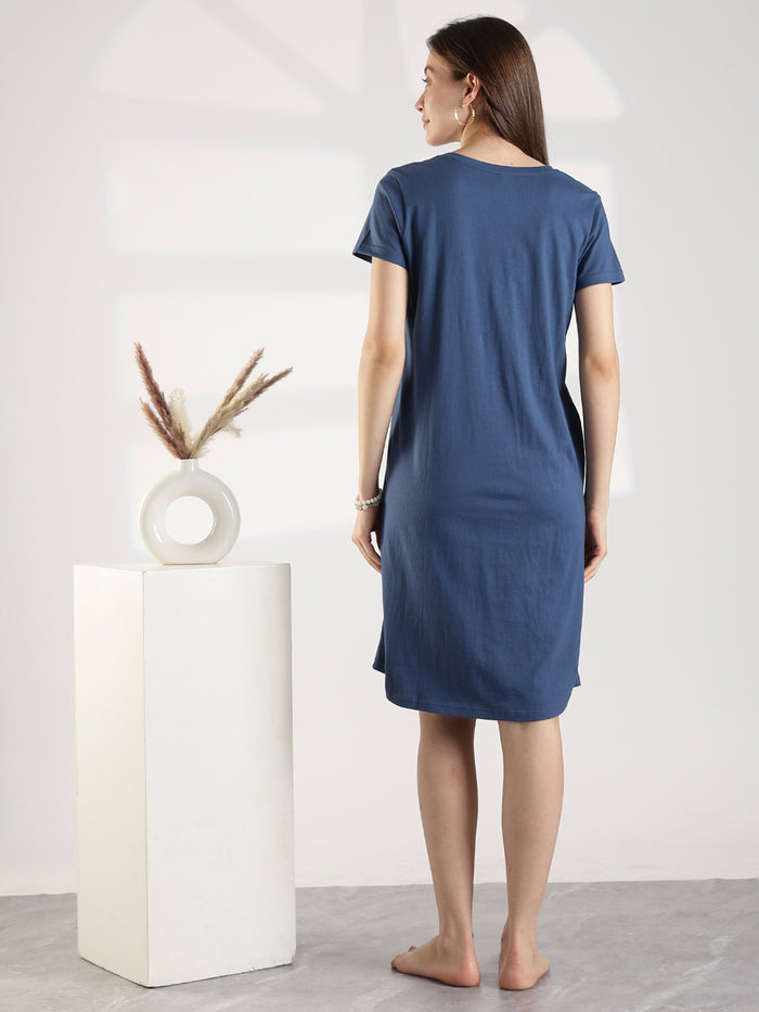 Denim blue best short nighty for women in india online