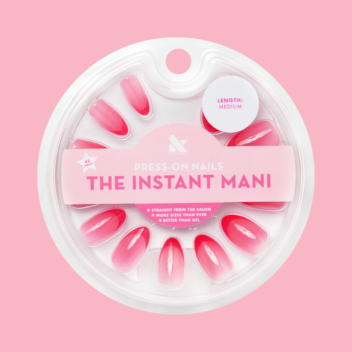 Double Pink Jelly French - Press-On | Medium | Almond medium almond press-on nails with bouncy pink jelly french manicure design