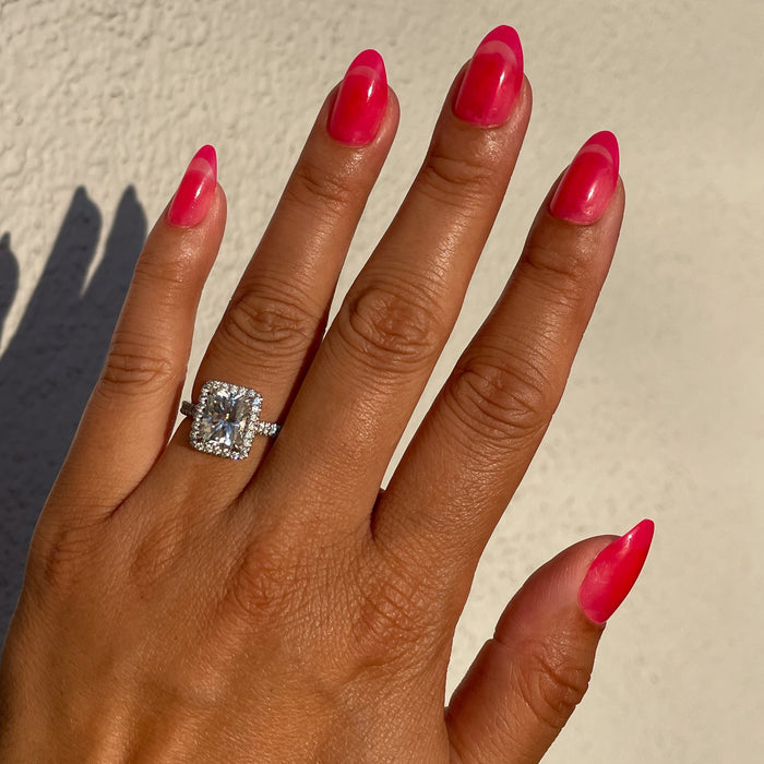 Double Pink Jelly French - Press-On | Medium | Almond medium almond false nails with bright pink jelly french manicure for at-home mani
