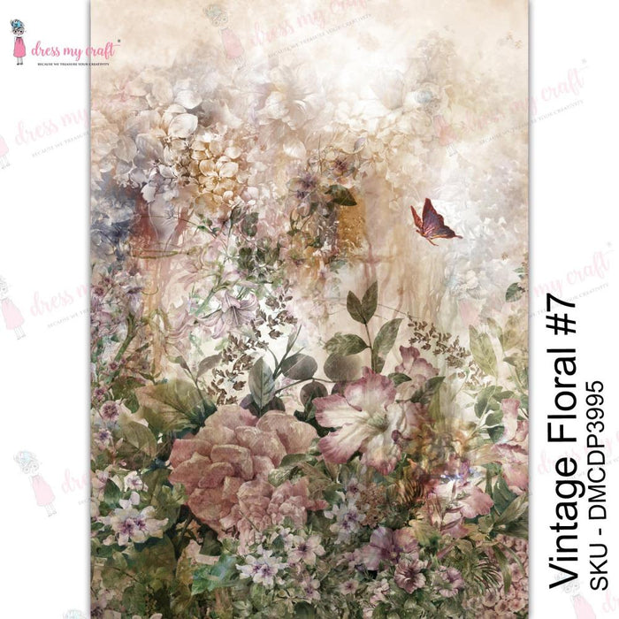 Dress My Craft - Transfer Me Sheet A4 - Vintage Floral #7. These transfers can be used on Wood, Plastic, Glass, Leather, Metal, Painted Surface, Marble, Journaling Cards etc. For the best results and protection varnishing is a MUST. Available at Embellish Away located in Bowmanville Ontario Canada.