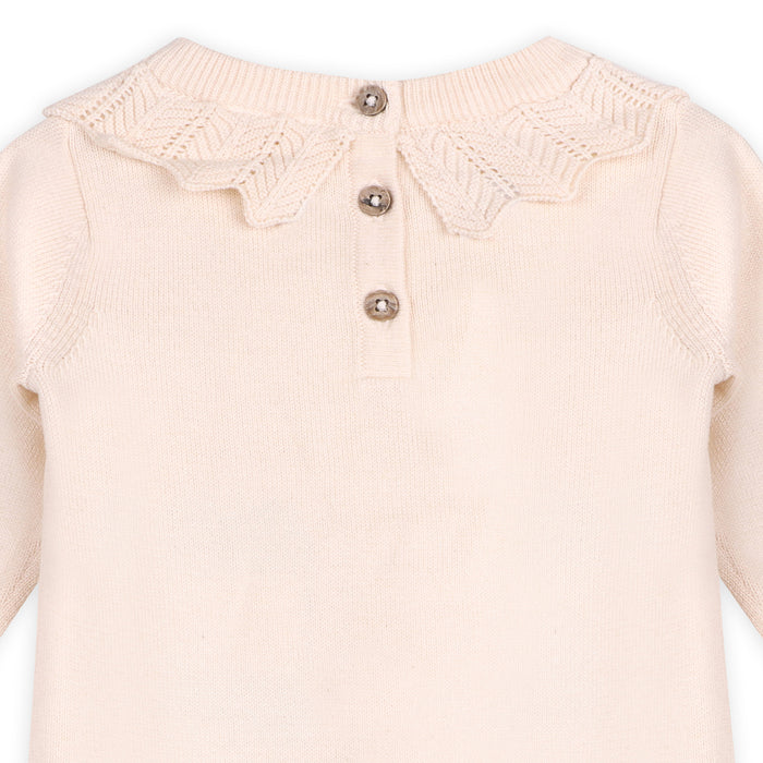 Emma Floral Embroidered Knit Baby Ruffle Dress (Organic Cotton)