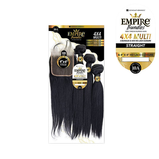 Sensationnel Empire Bundles 4x4 straight hair bundles with 3 straight hair bundles and lace closure