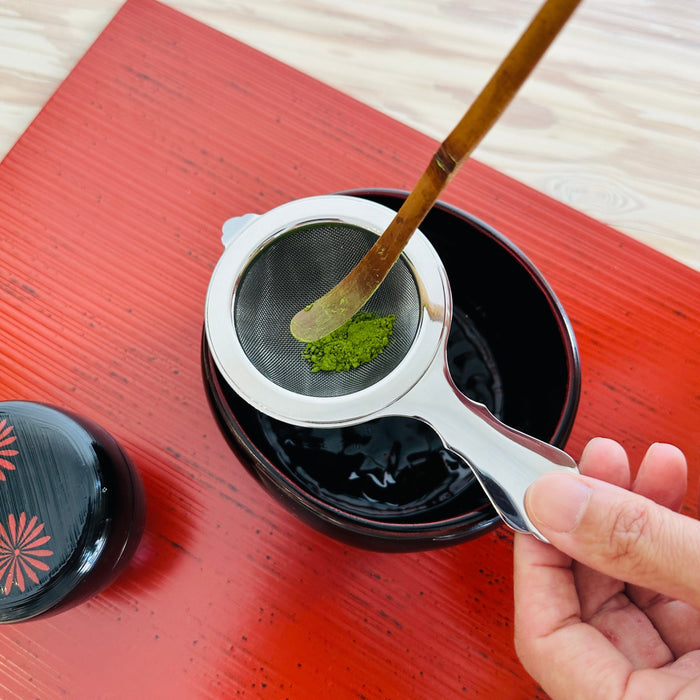 Fine Mesh Stainless Steel Matcha Strainer with a Resting Bowl