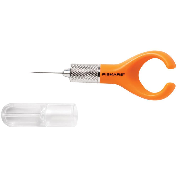 FISKARS-Fingertip Control Craft Knife. Complete control is finger and be used similar to a writing utensil to give you maximum control. Knife measures 4x1-1/4in. this package contains one craft knife with removable blade and one plastic cover. Imported. Available at Embellishaway.ca in Bowmanville Ontario Canada.