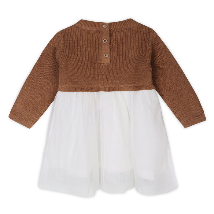 Floral Embroidered Sweater Knit Tutu Baby Dress (Organic Cotton)