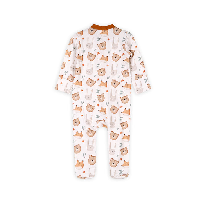 Forest Animals Bear & Fox Baby Zippered Footie (Organic Jersey)