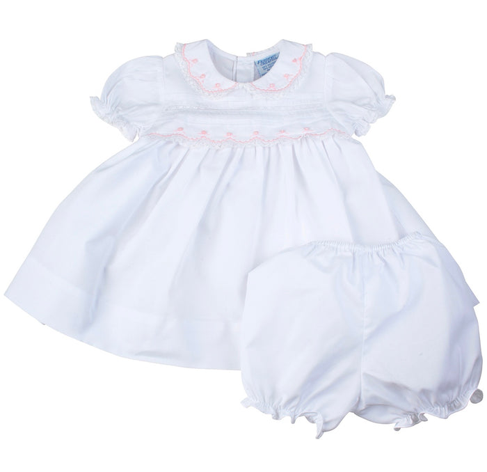 Friedknit White Scalloped Midgie Dress