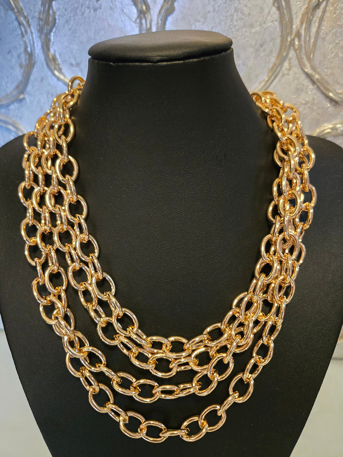 Gold Link Stacked Necklace