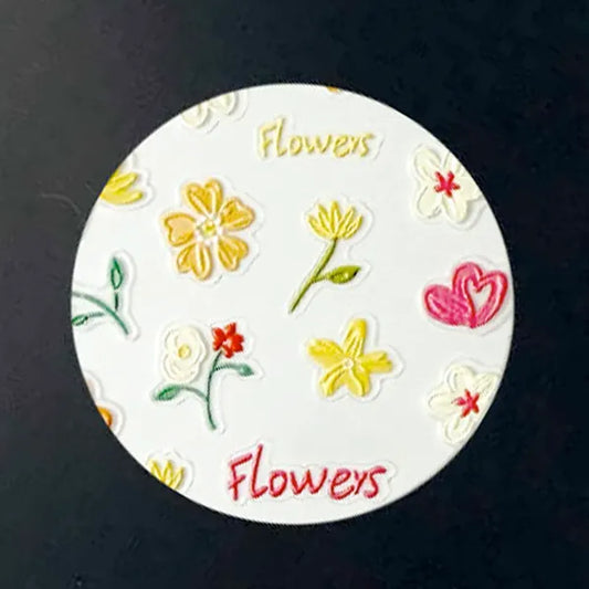 Golden Wildflowers nail decal sheet in warm honey, apricot and cream tones