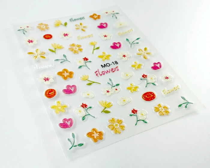 Golden Wildflowers nail decals, angled view of the sheet