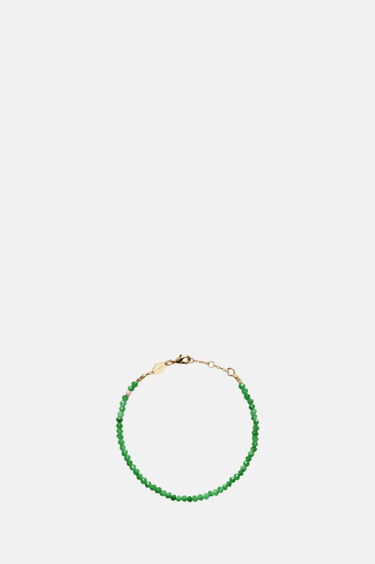 Anni Lu Green Jade Tan Line Bracelet.