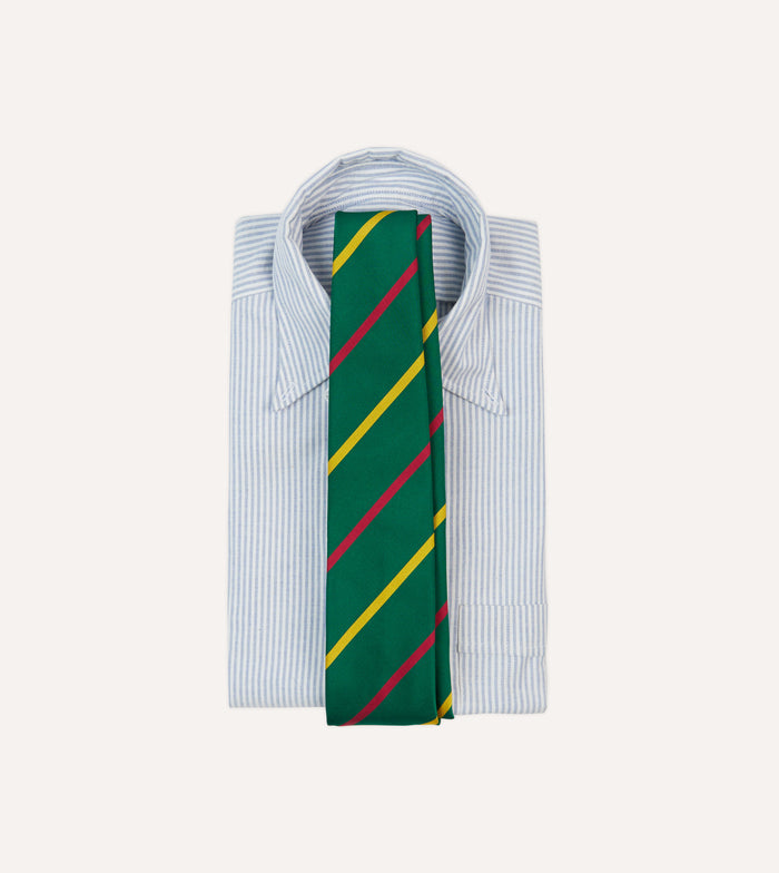Green, Yellow and Pink Bar Stripe Mogador Silk Tipped Tie