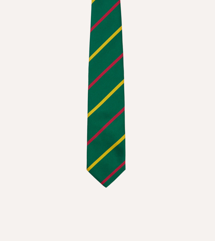 Green, Yellow and Pink Bar Stripe Mogador Silk Tipped Tie