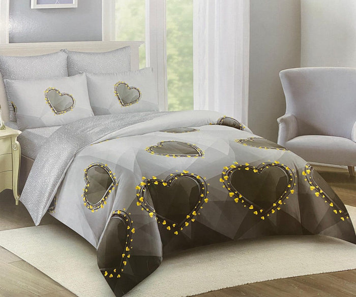 Grey Textured Block 4pc Duvet Set – 5x6