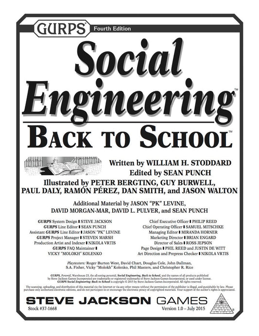 GURPS Social Engineering: Back to School