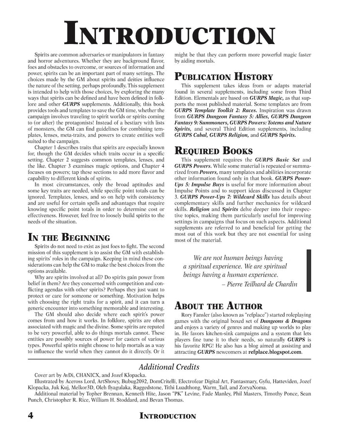 GURPS Template Toolkit 4: Spirits