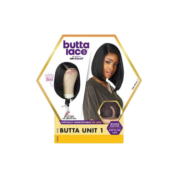 SENSATIONNEL Butta Lace wig human hair sleek angled bob with HD ear to ear lace and center part