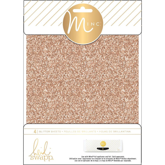 Heidi Swapp - Minc Glitter Sheets 6X8 4/Pkg. A glitzy finish to projects with glitter foil sheets! Available at Embellish Away in Bowmanville Ontario Canada. Rose Gold
