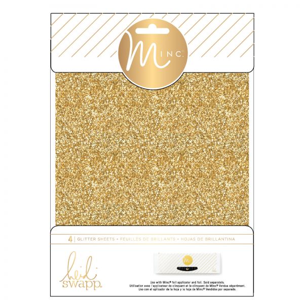 Heidi Swapp - Minc Glitter Sheets 6X8 4/Pkg. A glitzy finish to projects with glitter foil sheets! Available at Embellish Away in Bowmanville Ontario Canada.
