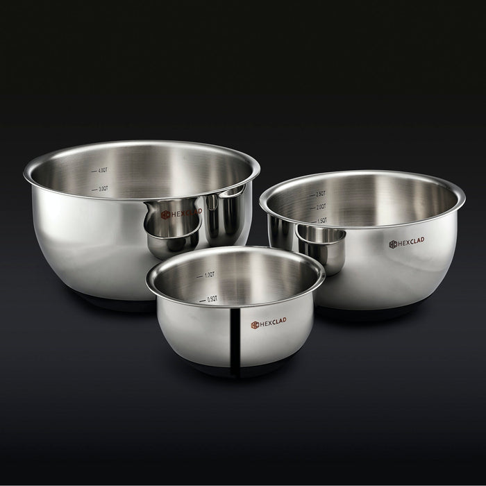 HexClad Vacuum Seal Stainless Steel Mixing and Storage Bowls