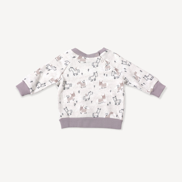 Horse & Bird Fleece Baby Sweatshirt & Jogger Set (Organic Cotton)