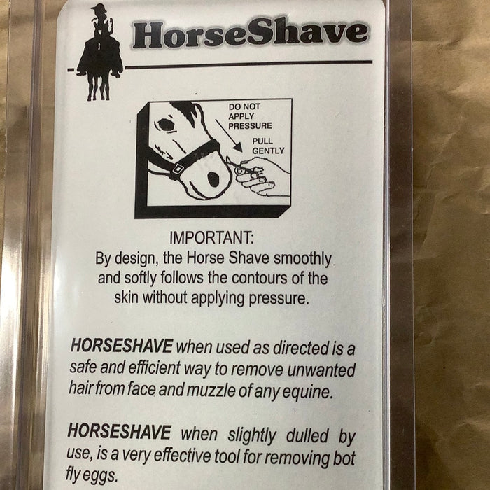 instructions on package back for using the Horse Shave tool.