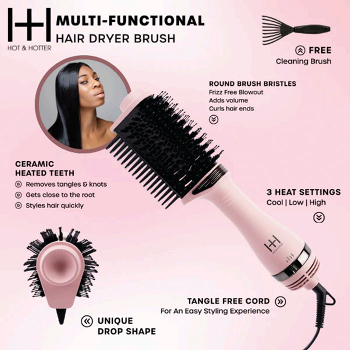 Hot & Hotter Multi Functional Hair Dryer Brush Pink
