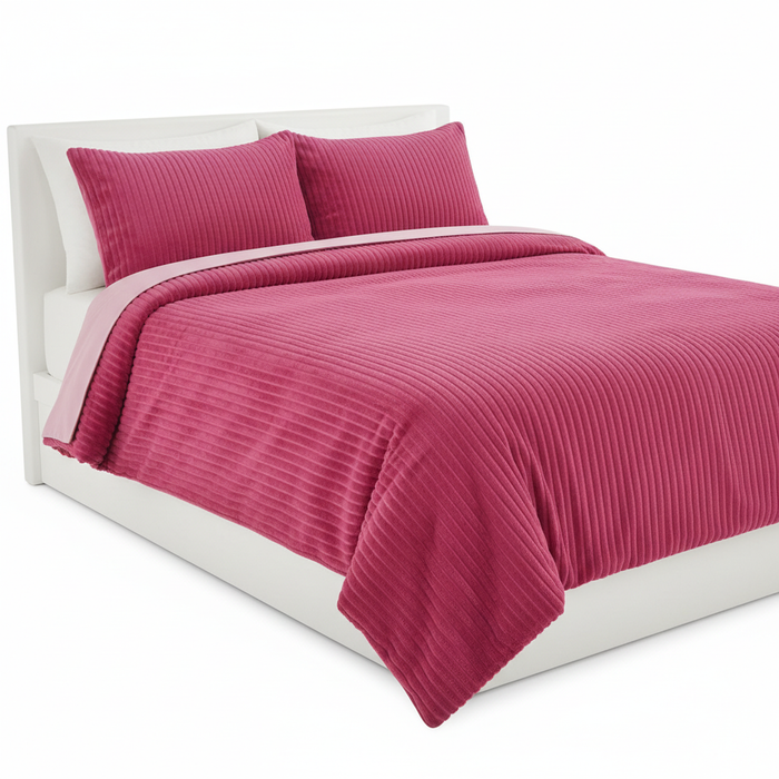 Hot Pink Velvet 4pc Duvet Set 5x6