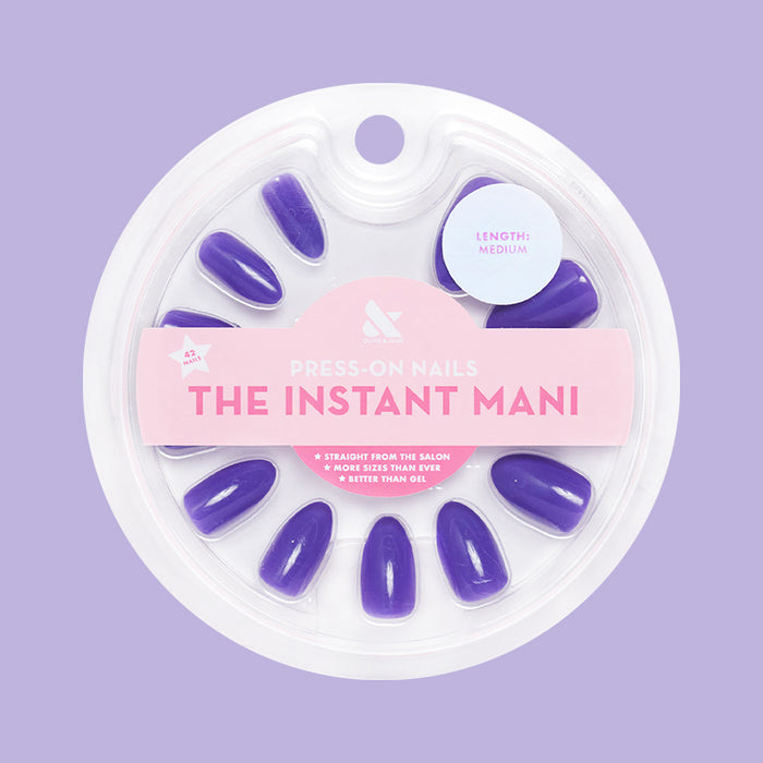 House of O&J - Press-On | Medium | Almond in deep regal purple false nails for quick, stylish at home mani