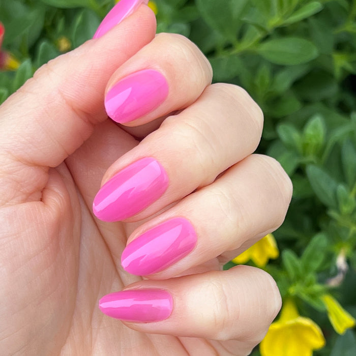 How Do You Spell Bougainvillea? - Press-On | Medium | Oval with glossy hot magenta press-on nails for at home mani