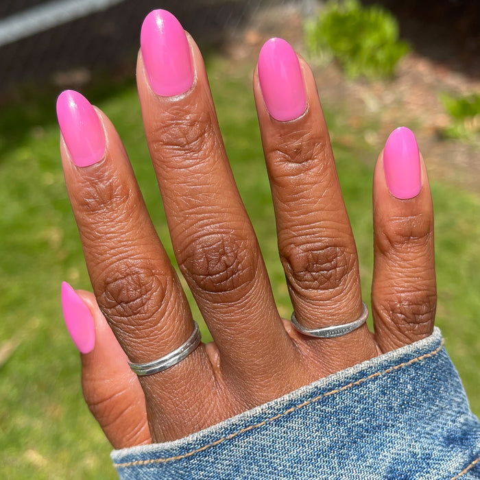 How Do You Spell Bougainvillea? - Press-On | Medium | Oval hot magenta false nails for an easy at home mani