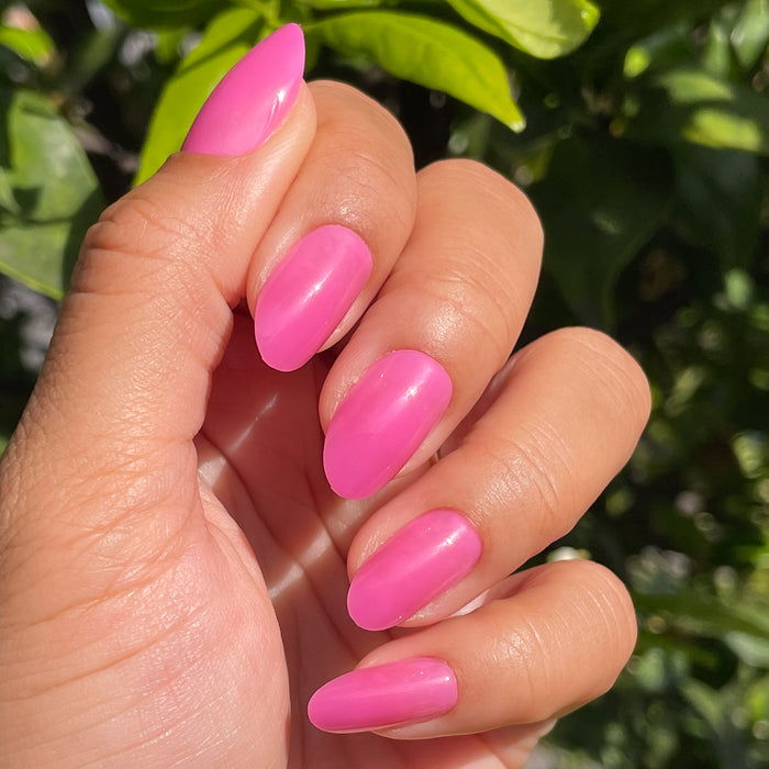 How Do You Spell Bougainvillea? - Press-On | Medium | Oval hot magenta false nails for a vibrant at home manicure