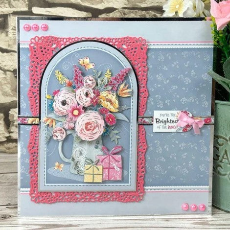 Hunkydory Crafts - Moonstone Dies - Filigree Florals. The Moonstone Dies – Filigree Florals is a wonderfully versatile set that co-ordinates with old and new Deco-Large Collections and can be used time and time again for all occasions. This die set contains 6 metal dies allowing you to create a beautifully detailed panel, co-ordinating border and more. Available at Embellish Away located in Bowmanville Ontario Canada.