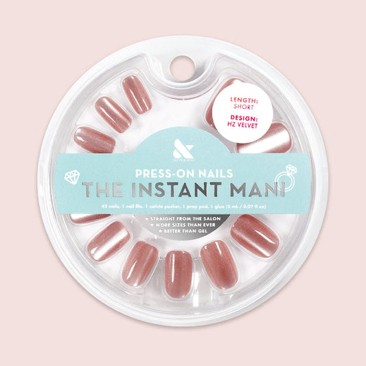 HZ Velvet - Press-On | Short | Squoval featuring dusty rose velvet effect nails for easy at-home mani with a soft squoval shape