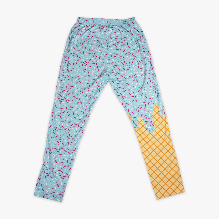 Adult model wearing ice Cream Pajama Pants Cotton Candy Blue pants