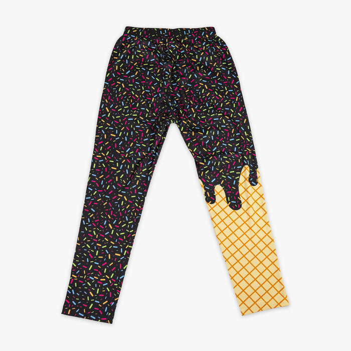 Adult model wearing ice Cream Pajama Pants Midnight Sundae pants
