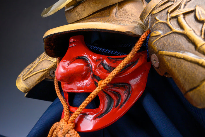 Japanese Old Vintage Samurai Helmet Middle Size  -Shikanosuke Kabuto with a Mask- Tsushima