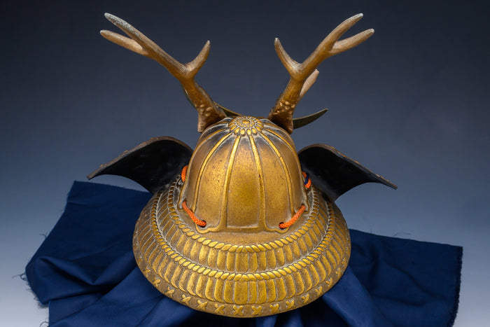 Japanese Old Vintage Samurai Helmet Middle Size  -Shikanosuke Kabuto with a Mask- Tsushima