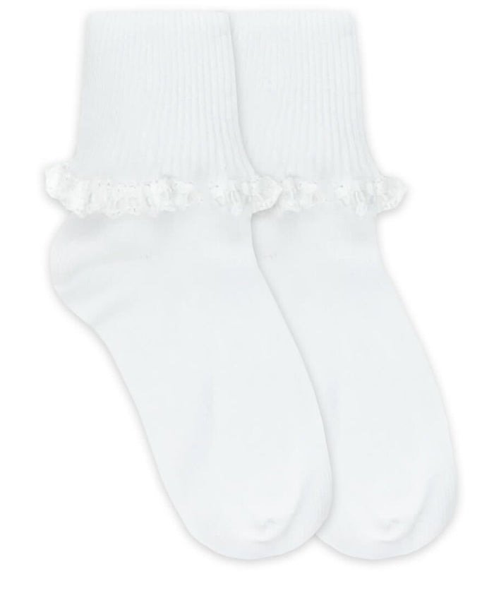 Jefferies Cluny & Satin White Lace Socks