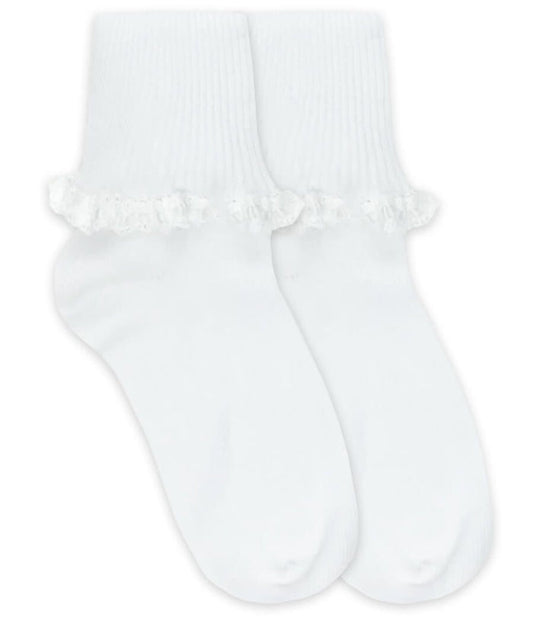 Jefferies Cluny & Satin White Lace Socks