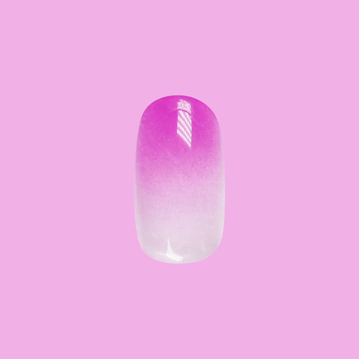 Jelly Magenta Gradient - Press-On | Short | Round showing a bright magenta to white gradient false nail for quick at-home mani.