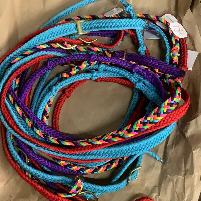 Jerry Beagley Small Nylon Cord Barrel Rein With Knots