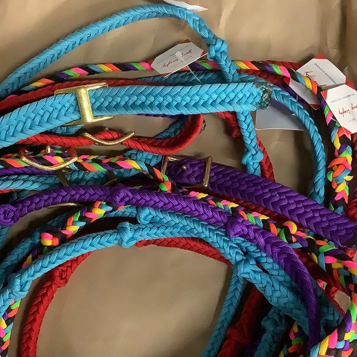 Jerry Beagley Small Nylon Cord Barrel Rein With Knots