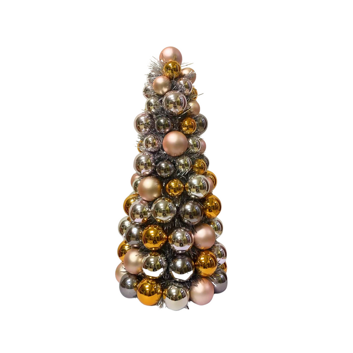 Kerst Decoratie -  Kerstballen Kerstboom - Kunststof - Taupe/Oranje   - 19x41 cm