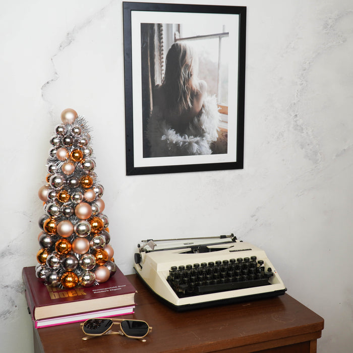 Kerst Decoratie -  Kerstballen Kerstboom - Kunststof - Taupe/Oranje   - 19x41 cm