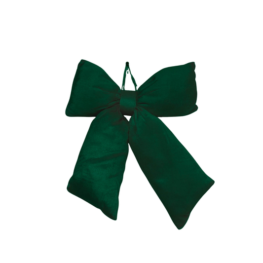 Kerst Decoratie - Strik - Stof - Groen Fluweelachtig - 32x40cm